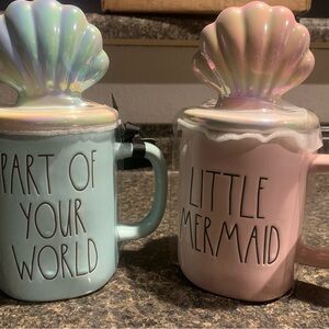 Rae Dunn Mermaid Mug Set - Iridescent Blue and Pink